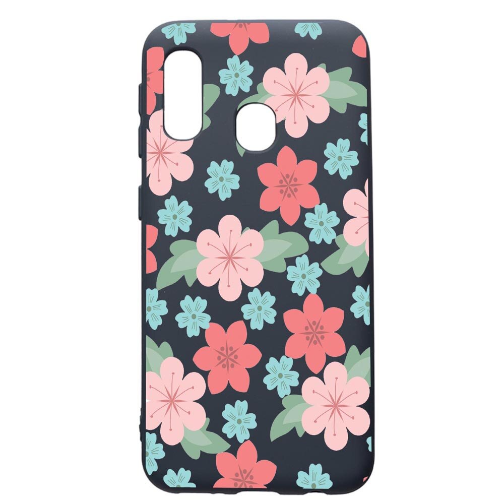 Husa Premium Silicon Compatibila Cu Samsung Galaxy A20E, Flowers - Pastel colors, cu interiorul din material textil, protectie camera, Alaskan Blue, PAB515