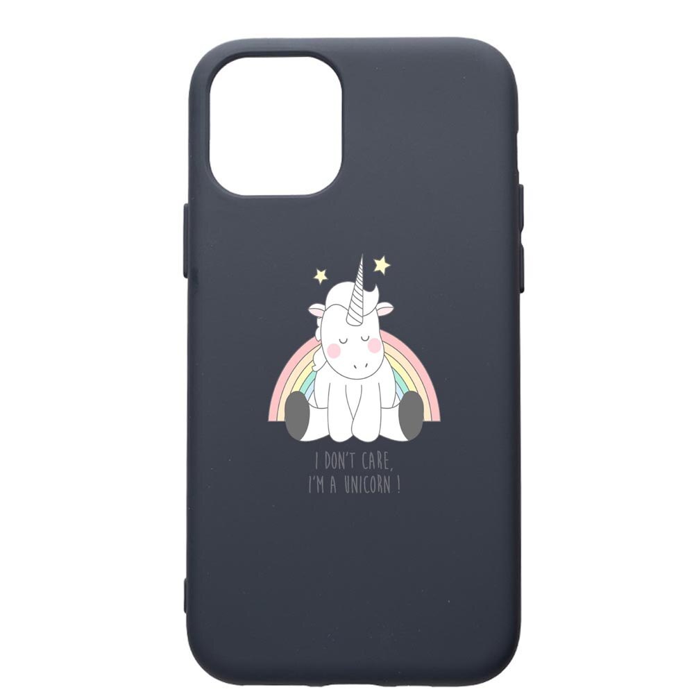 Husa Premium Silicon Compatibila Cu Apple IPhone 11 Pro, Unicorn - I Dont Care, cu interiorul din material textil, protectie camera, Alaskan Blue, PAB524