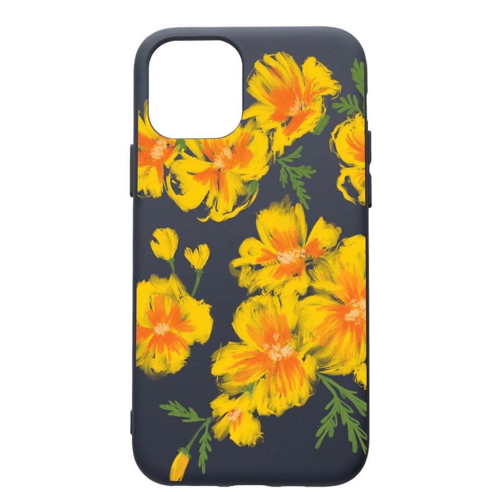 Husa Premium Silicon Compatibila Cu Apple IPhone 11 Pro, Flowers - Pastel colors, cu interiorul din material textil, protectie camera, Alaskan Blue, PAB502