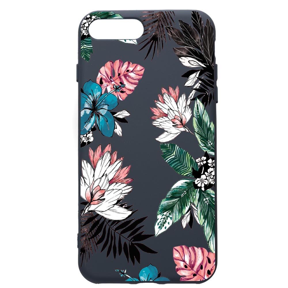 Husa Premium Silicon Compatibila Cu Apple iPhone 8 Plus / iPhone 7 Plus, Tropical Flowers, cu interiorul din material textil, protectie camera, Alaskan Blue, PAB500