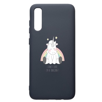 Husa Premium Silicon Compatibila Cu Samsung Galaxy A50, Unicorn - I Dont Care, cu interiorul din material textil, protectie camera, Alaskan Blue, PAB524 Husa Premium Silicon Compatibila Cu Samsung Galaxy A50, Unicorn - I Dont Care, cu interiorul din material textil, protectie camera, Alaskan Blue, PAB524