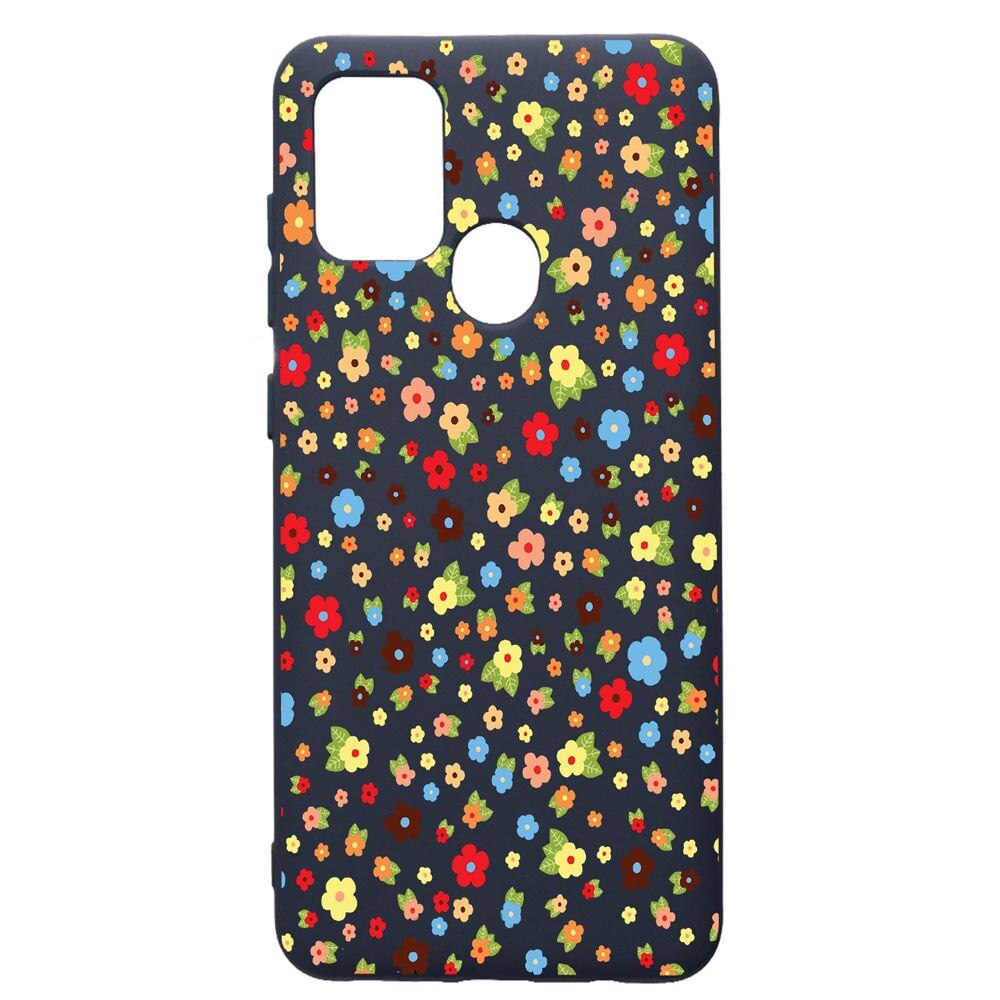 Husa Premium Silicon Compatibila Cu Samsung Galaxy A21S, Happy Flowers, cu interiorul din material textil, protectie camera, Alaskan Blue, PAB501
