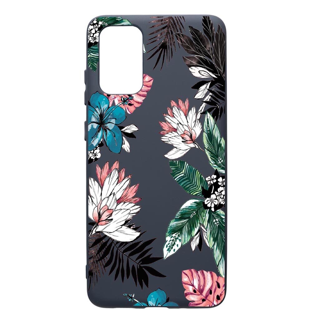 Husa Premium Silicon Compatibila Cu Samsung Galaxy S20 Plus, Tropical Flowers, cu interiorul din material textil, protectie camera, Alaskan Blue, PAB500