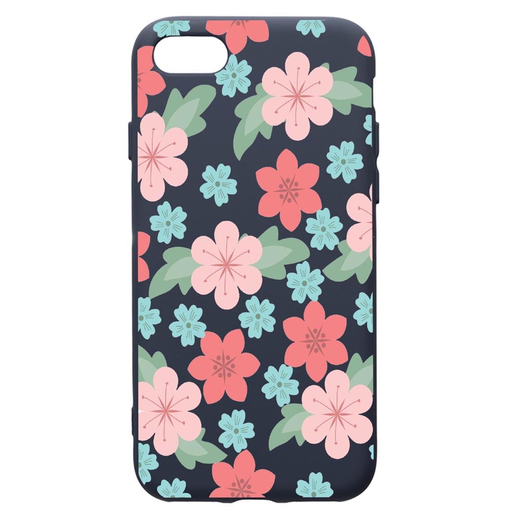 Husa Premium Silicon Compatibila Cu Apple IPhone SE 2 / iPhone 8 / iPhone 7, Flowers - Pastel colors, cu interiorul din material textil, protectie camera, Alaskan Blue, PAB515
