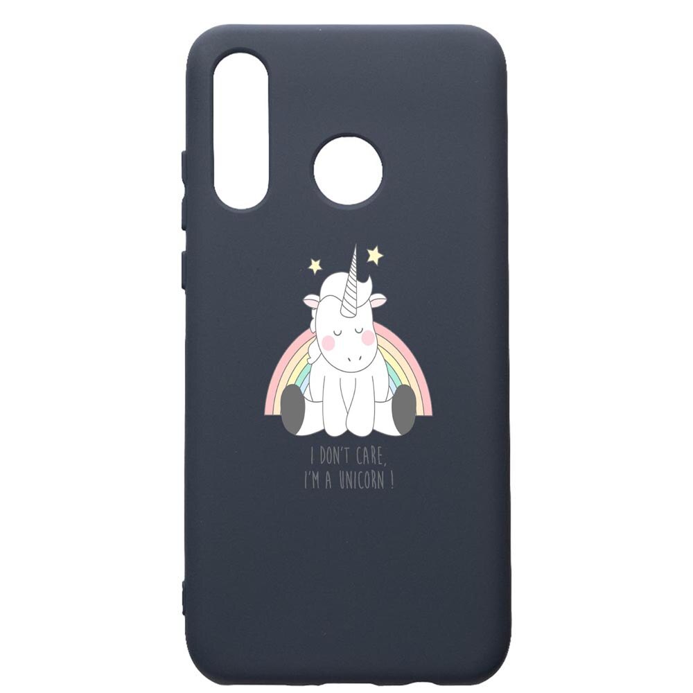 Husa Premium Silicon Compatibila Cu Huawei P30 Lite, Unicorn - I Dont Care, cu interiorul din material textil, protectie camera, Alaskan Blue, PAB524