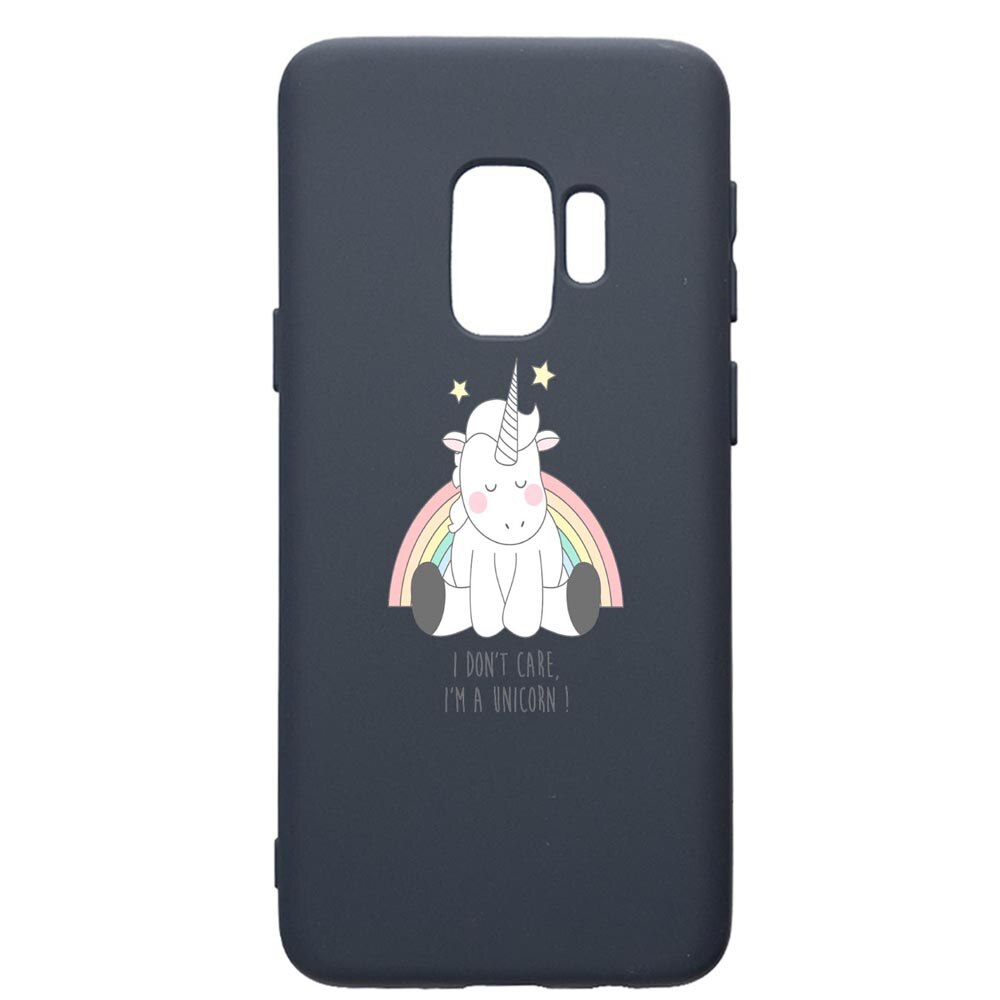 Husa Premium Silicon Compatibila Cu Samsung Galaxy S9, Unicorn - I Dont Care, cu interiorul din material textil, protectie camera, Alaskan Blue, PAB524