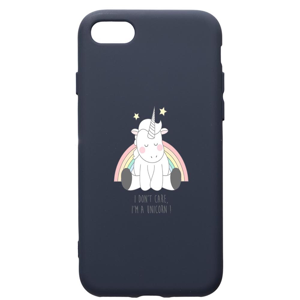 Husa Premium Silicon Compatibila Cu Apple IPhone SE 2 / iPhone 8 / iPhone 7, Unicorn - I Dont Care, cu interiorul din material textil, protectie camera, Alaskan Blue, PAB524