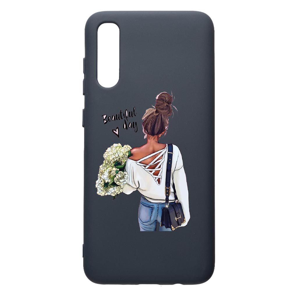 Husa Premium Silicon Compatibila Cu Samsung Galaxy A70, Beatiful Day, cu interiorul din material textil, protectie camera, Alaskan Blue, PAB561