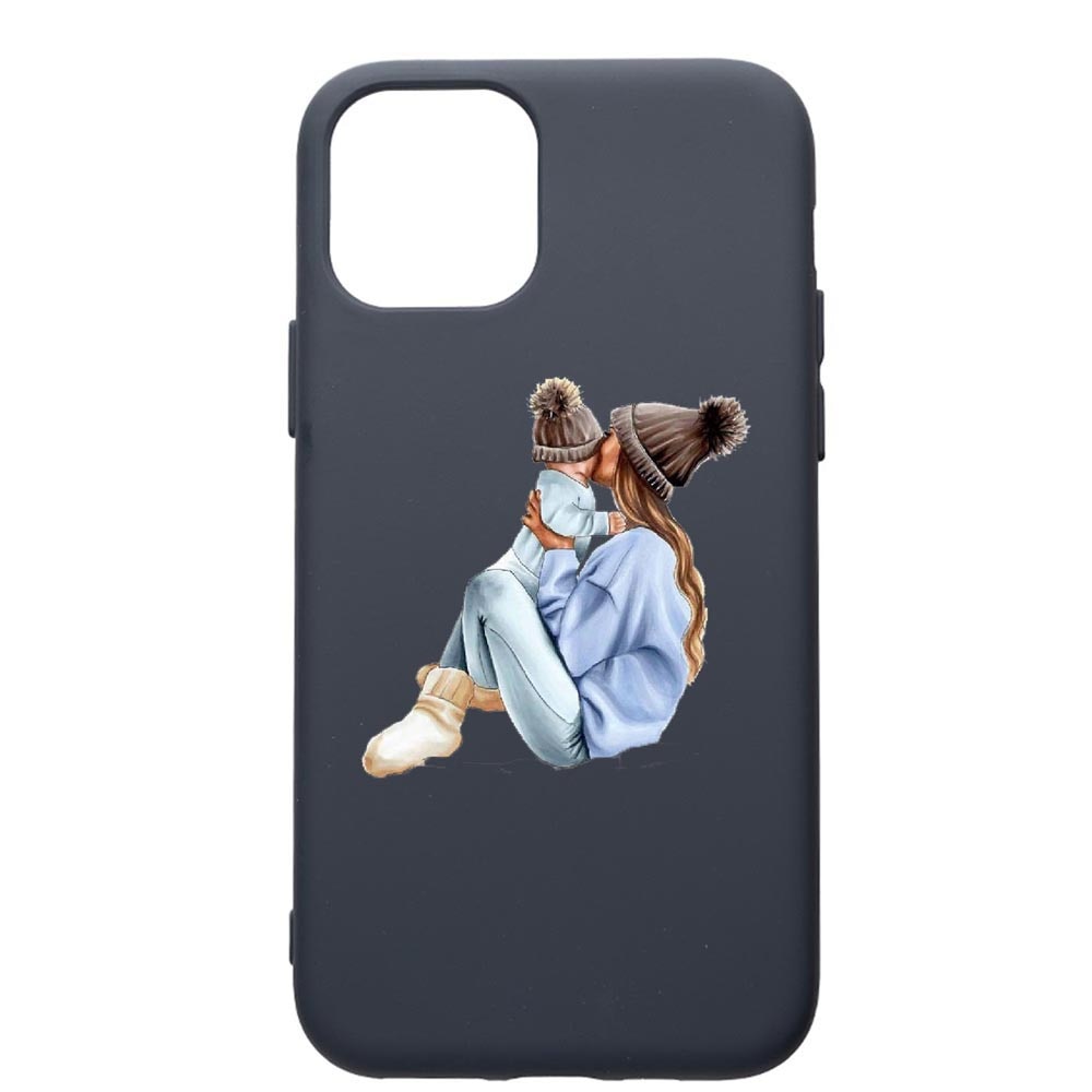 Husa Premium Silicon Compatibila Cu Apple IPhone 11 Pro Max, Girl Mom, cu interiorul din material textil, protectie camera, Alaskan Blue, PAB562