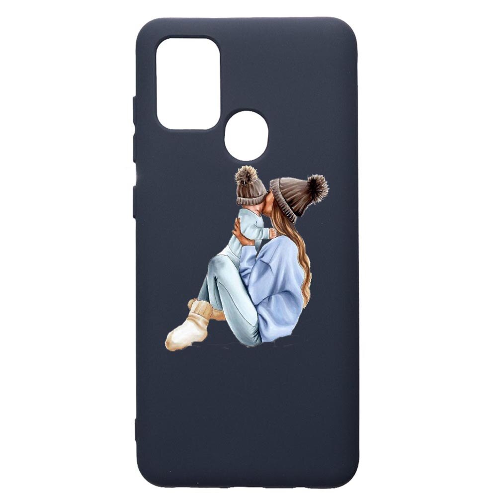 Husa Premium Silicon Compatibila Cu Samsung Galaxy A21S, Girl Mom, cu interiorul din material textil, protectie camera, Alaskan Blue, PAB562