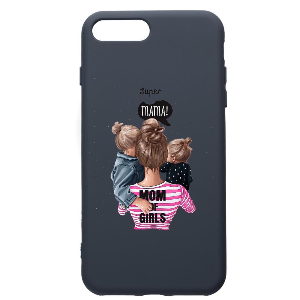 Husa Premium Silicon Compatibila Cu Apple iPhone 8 Plus / iPhone 7 Plus, Super Mama, cu interiorul din material textil, protectie camera, Alaskan Blue, PAB556