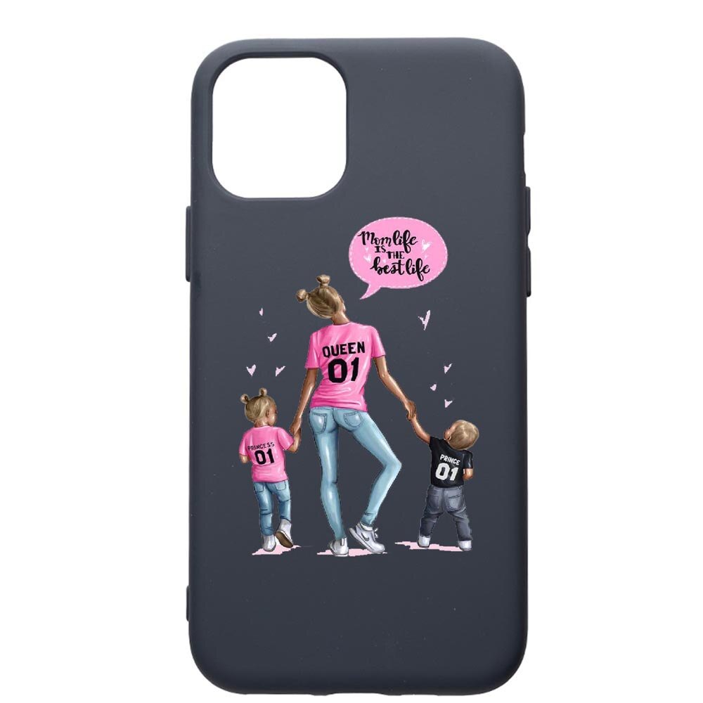Husa Premium Silicon Compatibila Cu Apple IPhone 11, Mom Life, cu interiorul din material textil, protectie camera, Alaskan Blue, PAB557