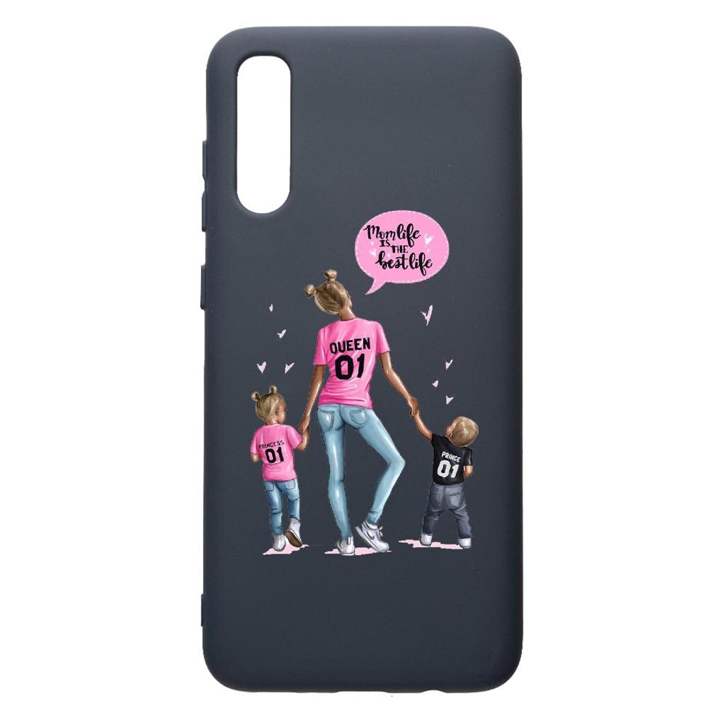 Husa Premium Silicon Compatibila Cu Samsung Galaxy A50, Mom Life, cu interiorul din material textil, protectie camera, Alaskan Blue, PAB557