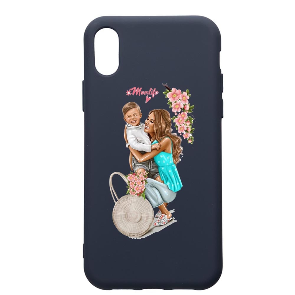 Husa Premium Silicon Compatibila Cu Samsung Galaxy A10, Mom Life, cu interiorul din material textil, protectie camera, Alaskan Blue, PAB559