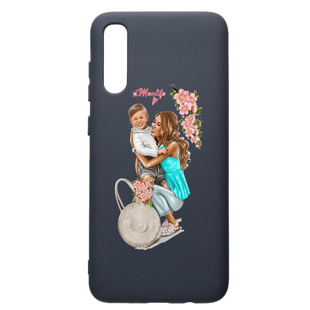 Husa Premium Silicon Compatibila Cu Samsung Galaxy A30S, Mom Life, cu interiorul din material textil, protectie camera, Alaskan Blue, PAB559