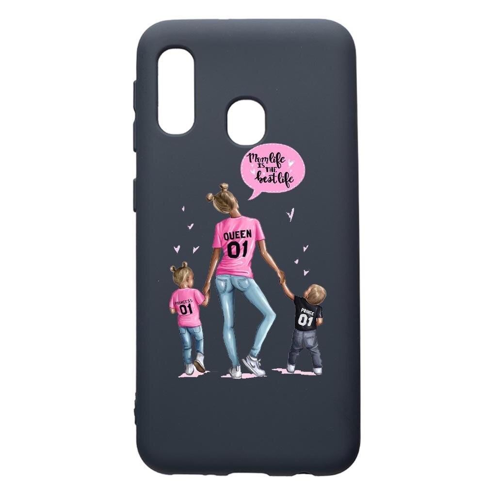 Husa Premium Silicon Compatibila Cu Samsung Galaxy A20E, Mom Life, cu interiorul din material textil, protectie camera, Alaskan Blue, PAB557