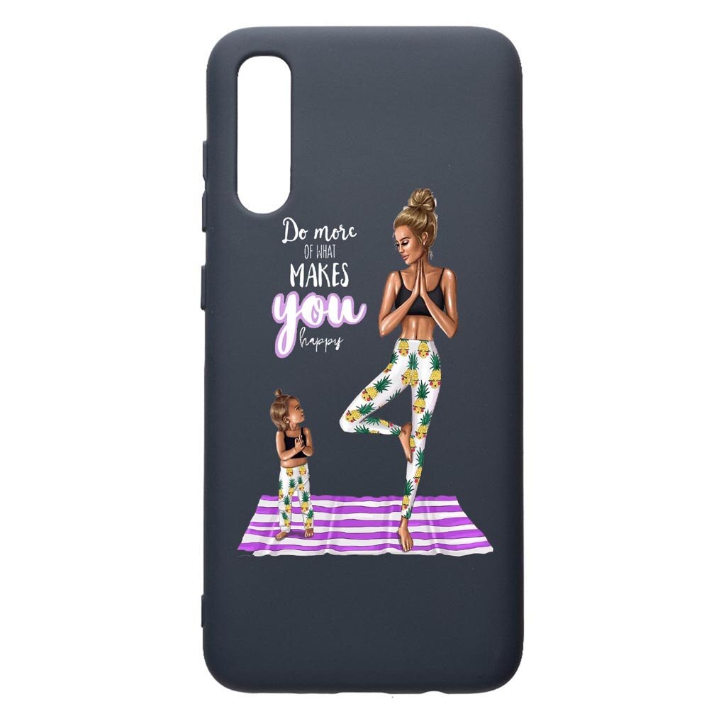 Husa Premium Silicon Compatibila Cu Samsung Galaxy A50, Girl Mom, cu interiorul din material textil, protectie camera, Alaskan Blue, PAB560