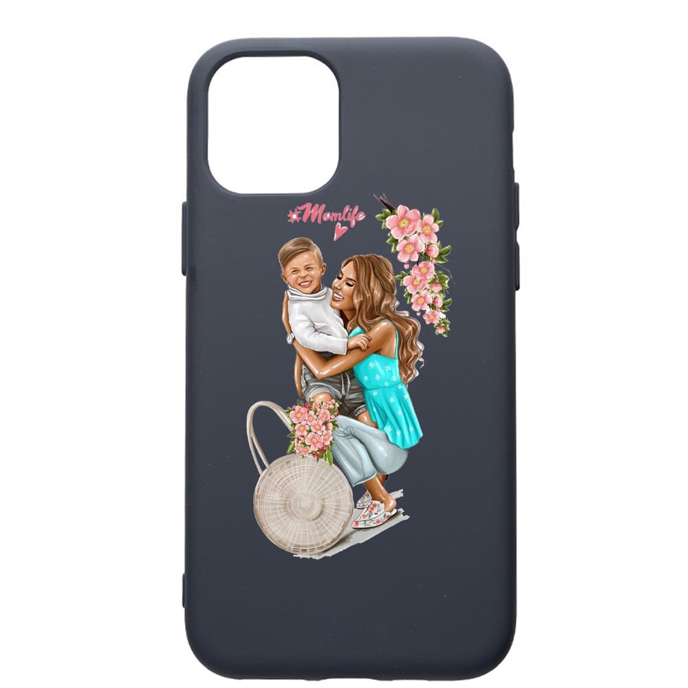 Husa Premium Silicon Compatibila Cu Apple IPhone 12 Pro, Mom Life, cu interiorul din material textil, protectie camera, Alaskan Blue, PAB559