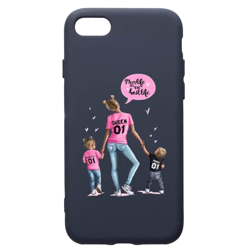 Husa Premium Silicon Compatibila Cu Apple IPhone SE 2 / iPhone 8 / iPhone 7, Mom Life, cu interiorul din material textil, protectie camera, Alaskan Blue, PAB557