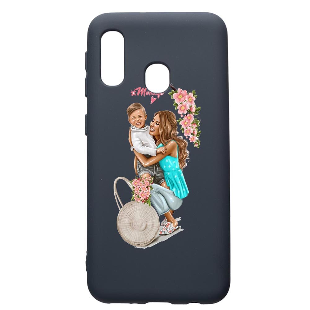 Husa Premium Silicon Compatibila Cu Samsung Galaxy A20E, Mom Life, cu interiorul din material textil, protectie camera, Alaskan Blue, PAB559