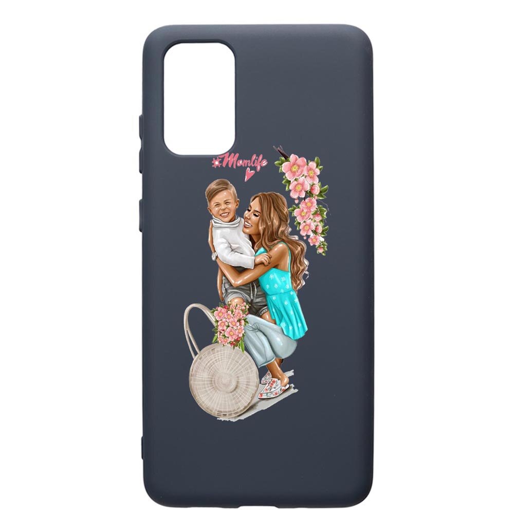 Husa Premium Silicon Compatibila Cu Samsung Galaxy S20 Plus, Mom Life, cu interiorul din material textil, protectie camera, Alaskan Blue, PAB559