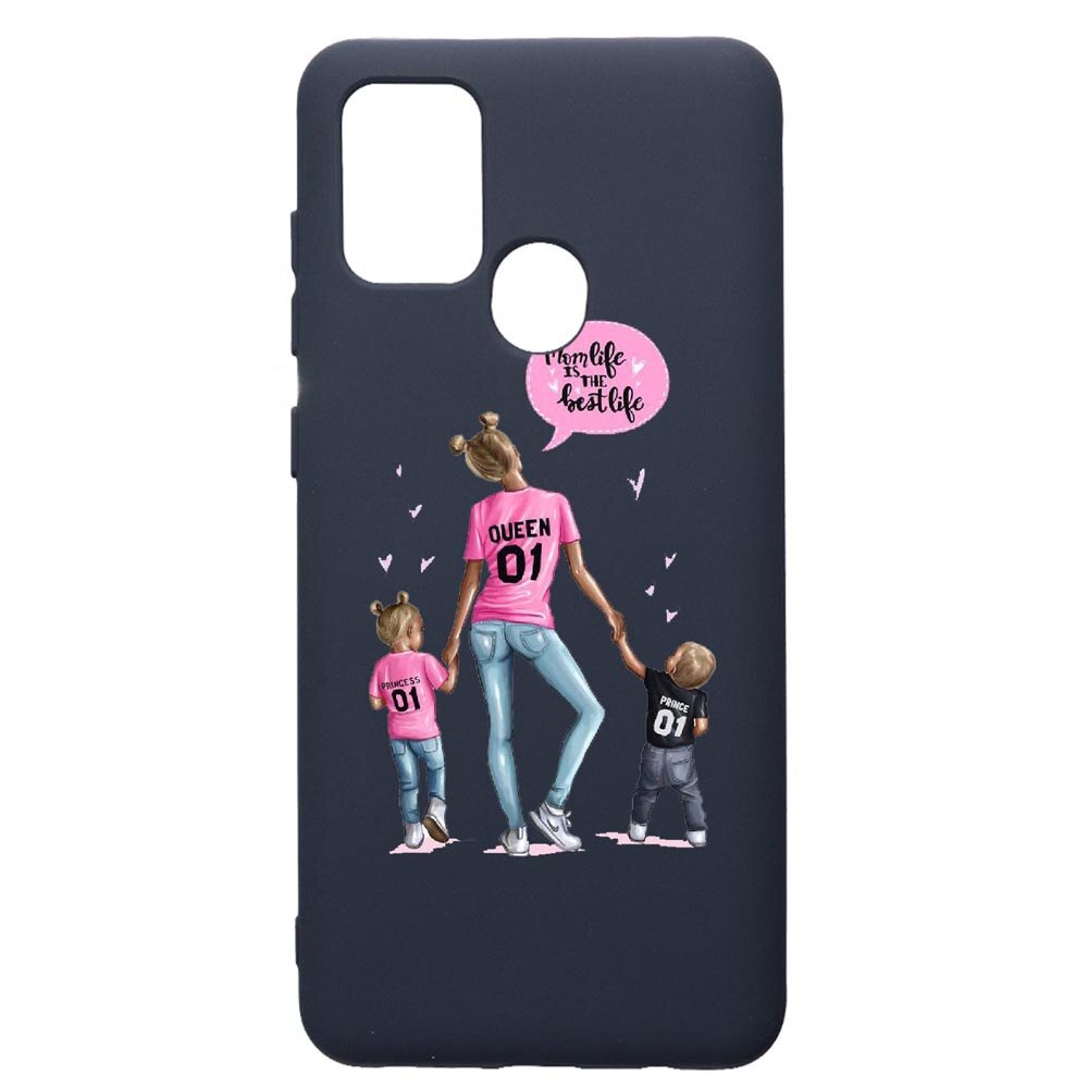 Husa Premium Silicon Compatibila Cu Samsung Galaxy A21S, Mom Life, cu interiorul din material textil, protectie camera, Alaskan Blue, PAB557