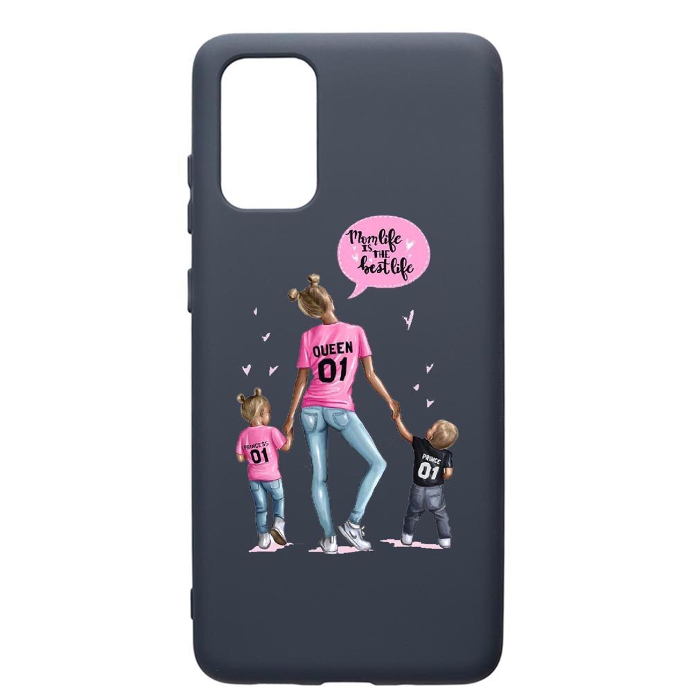 Husa Premium Silicon Compatibila Cu Samsung Galaxy S20 Plus, Mom Life, cu interiorul din material textil, protectie camera, Alaskan Blue, PAB557