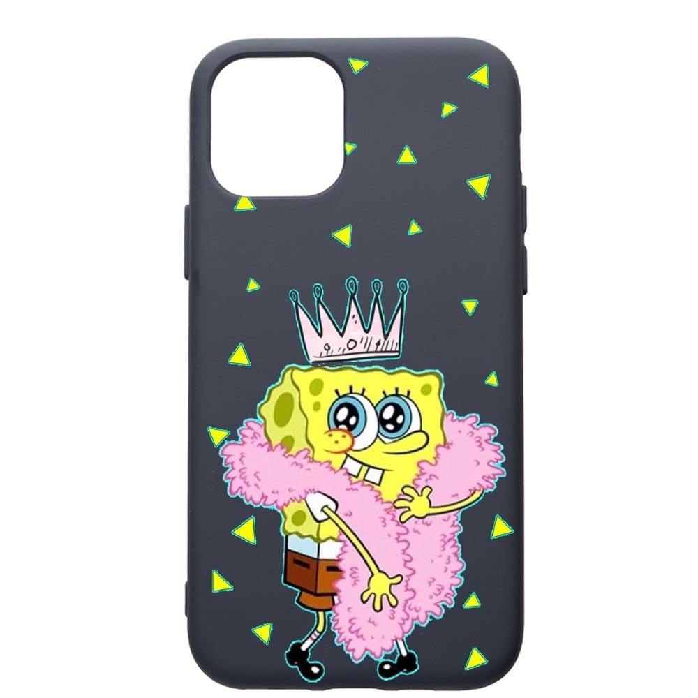 Husa Premium Silicon Compatibila Cu Apple IPhone 11 Pro Max, Spongebob, cu interiorul din material textil, protectie camera, Alaskan Blue, PAB597