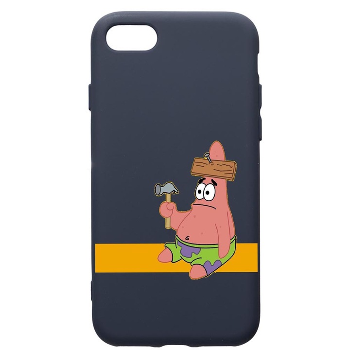 Husa Premium Silicon Compatibila Cu Apple IPhone SE 2 / iPhone 8 / iPhone 7, Spongebob Patrick Star, cu interiorul din material textil, protectie camera, Alaskan Blue, PAB595