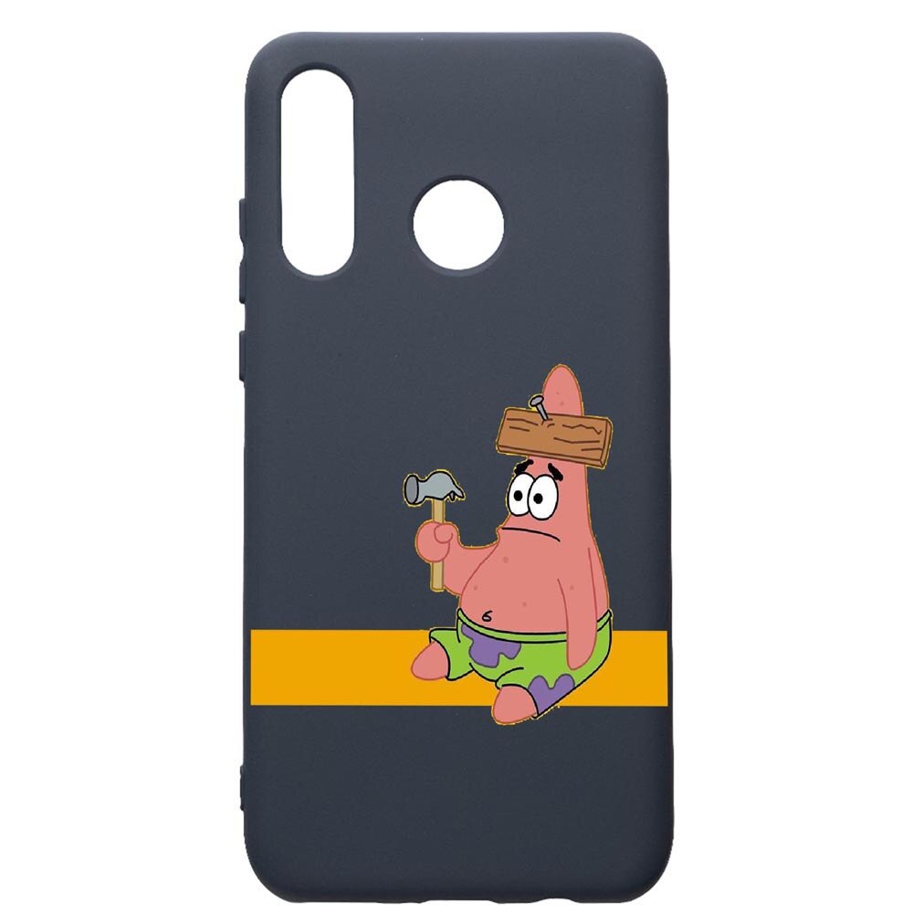 Husa Premium Silicon Compatibila Cu Huawei P30 Lite, Spongebob Patrick Star, cu interiorul din material textil, protectie camera, Alaskan Blue, PAB595