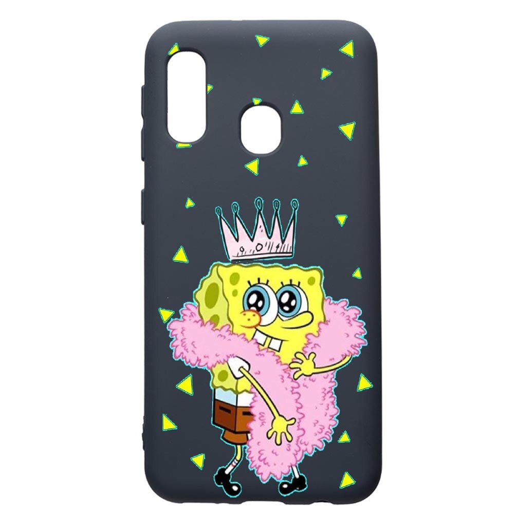 Husa Premium Silicon Compatibila Cu Samsung Galaxy A20E, Spongebob, cu interiorul din material textil, protectie camera, Alaskan Blue, PAB597