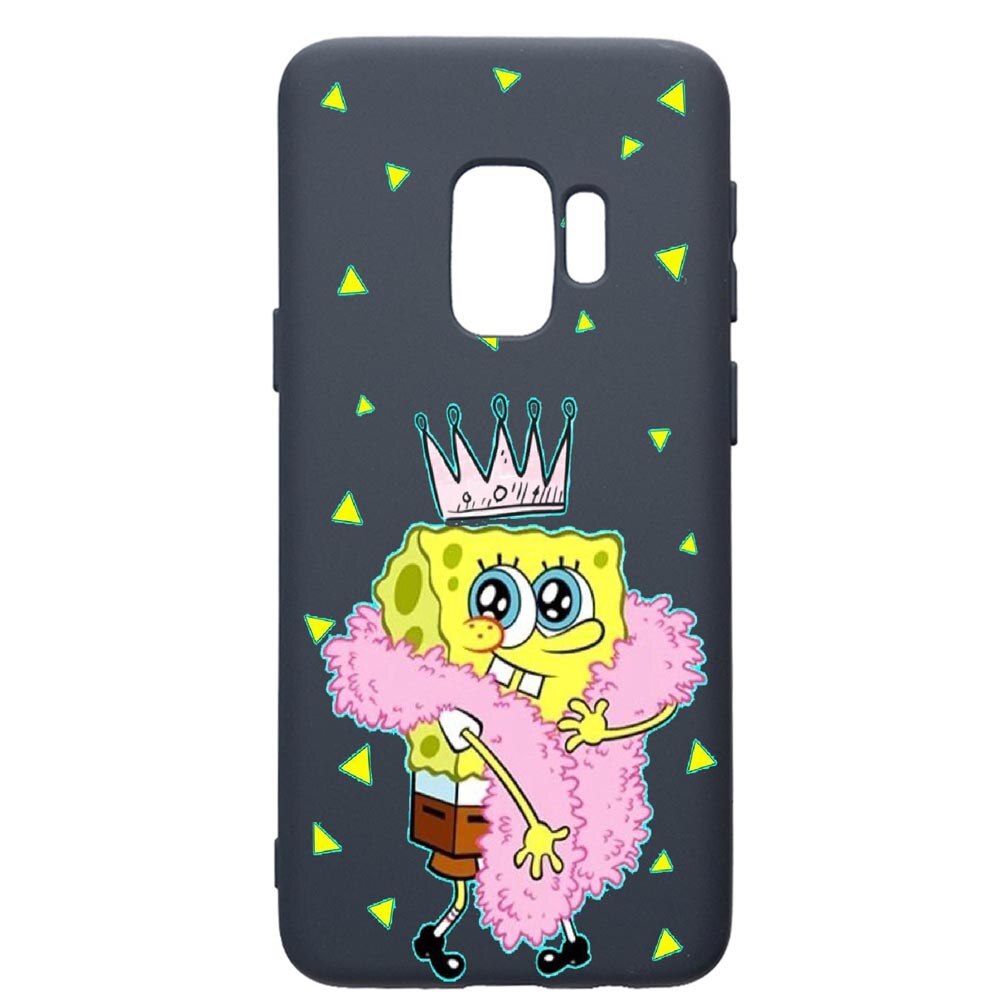 Husa Premium Silicon Compatibila Cu Samsung Galaxy S9, Spongebob, cu interiorul din material textil, protectie camera, Alaskan Blue, PAB597