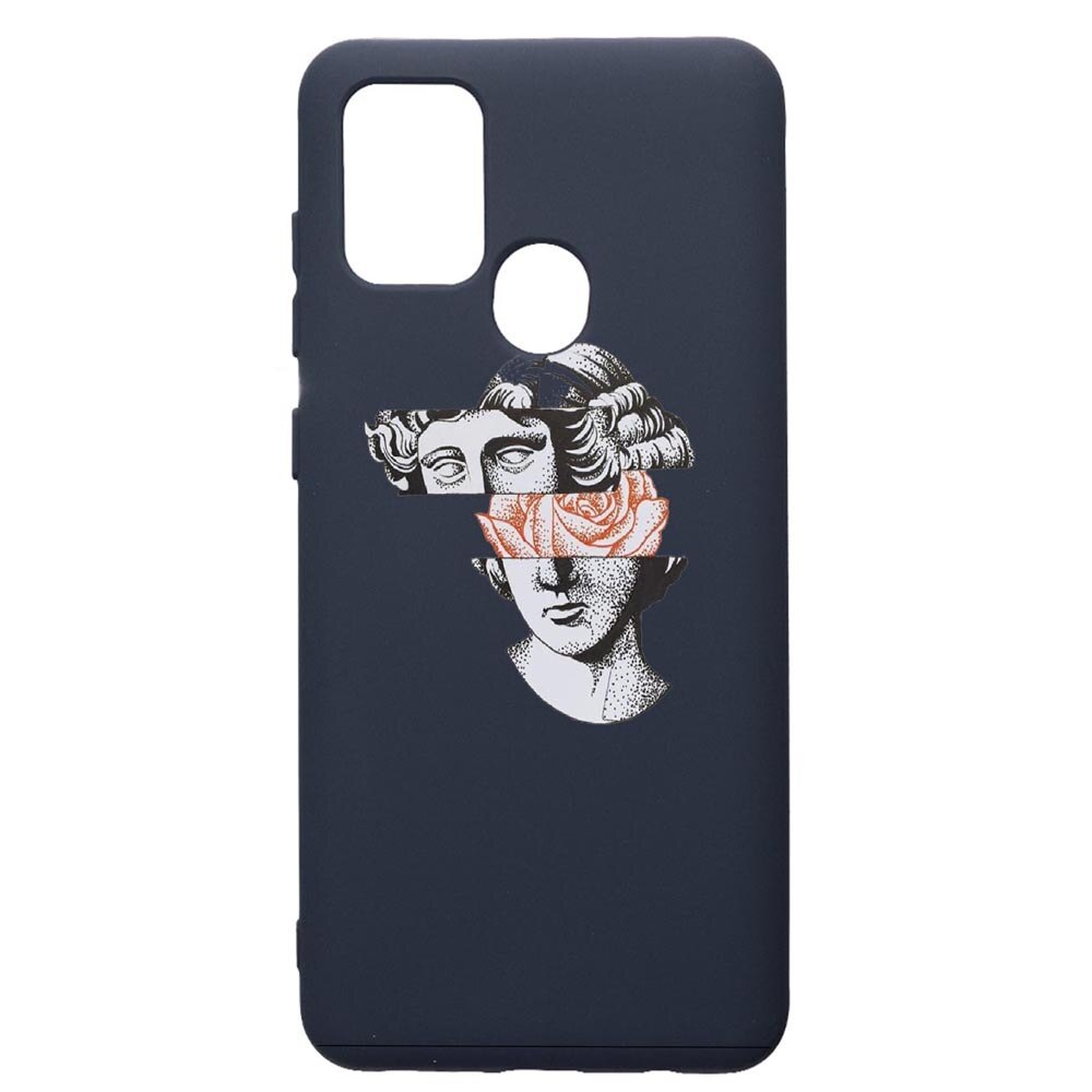Husa Premium Silicon Compatibila Cu Samsung Galaxy A21S, Statue Rose, cu interiorul din material textil, protectie camera, Alaskan Blue, PAB604