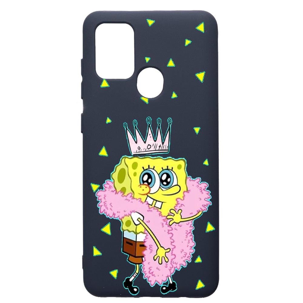 Husa Premium Silicon Compatibila Cu Samsung Galaxy A21S, Spongebob, cu interiorul din material textil, protectie camera, Alaskan Blue, PAB597