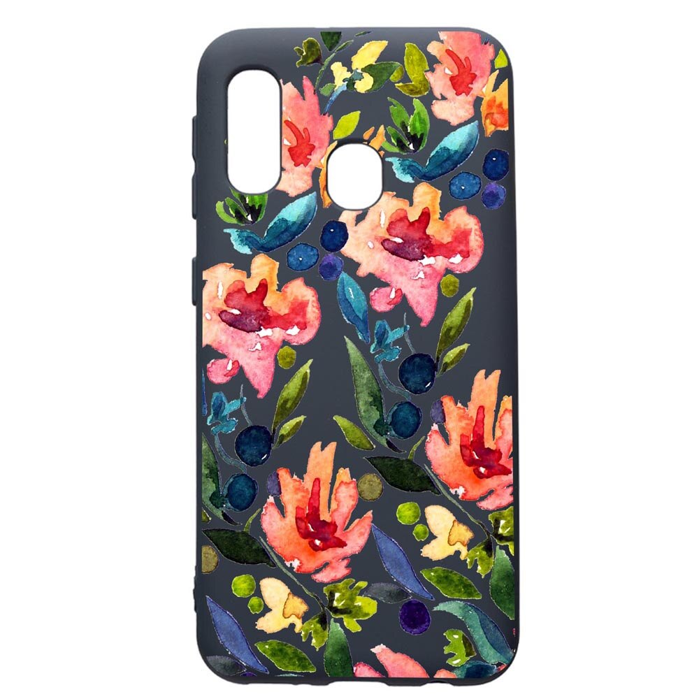 Husa Premium Silicon Compatibila Cu Samsung Galaxy A20E, Spring Flowers, cu interiorul din material textil, protectie camera, Alaskan Blue, PAB628