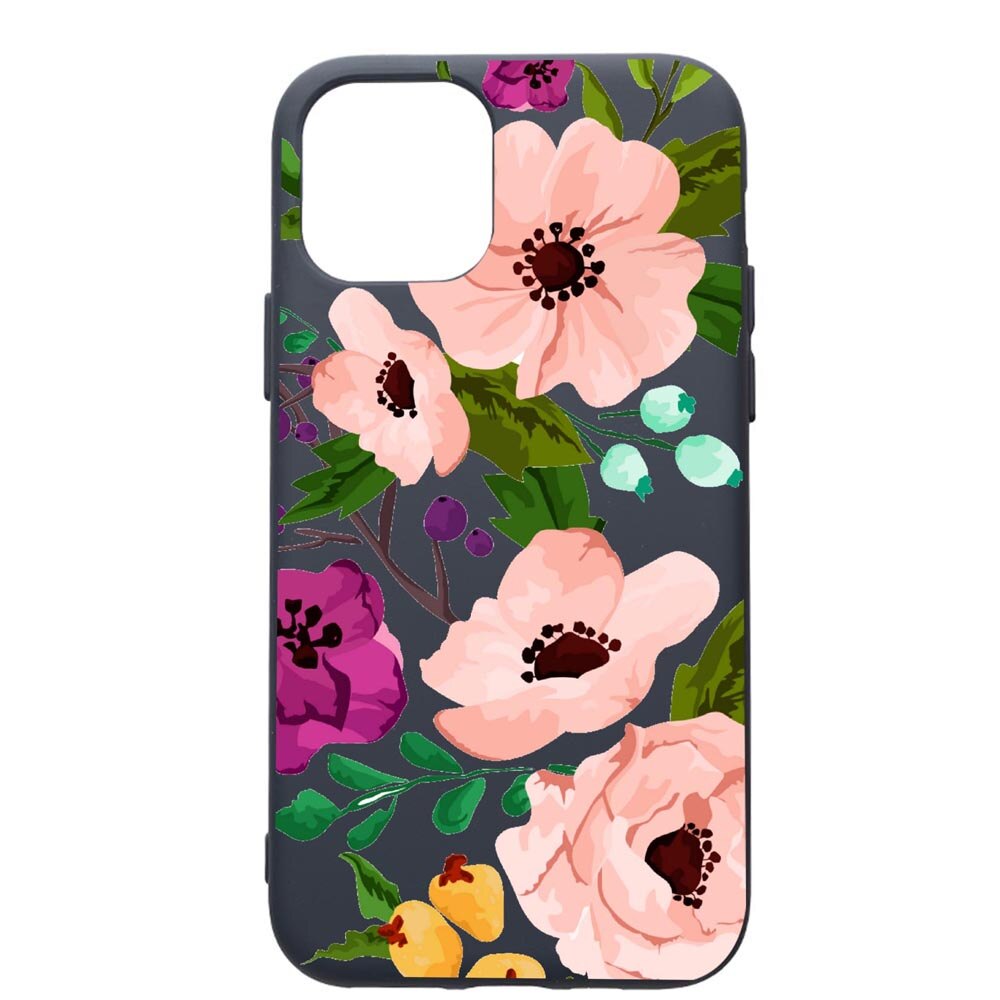 Husa Premium Silicon Compatibila Cu Apple IPhone 12 Pro, Flowers, cu interiorul din material textil, protectie camera, Alaskan Blue, PAB629