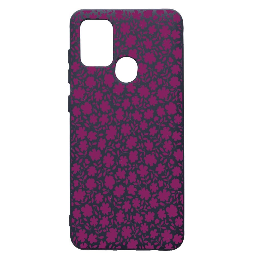 Husa Premium Silicon Compatibila Cu Samsung Galaxy A21S, Flowers Pattern, cu interiorul din material textil, protectie camera, Alaskan Blue, PAB627