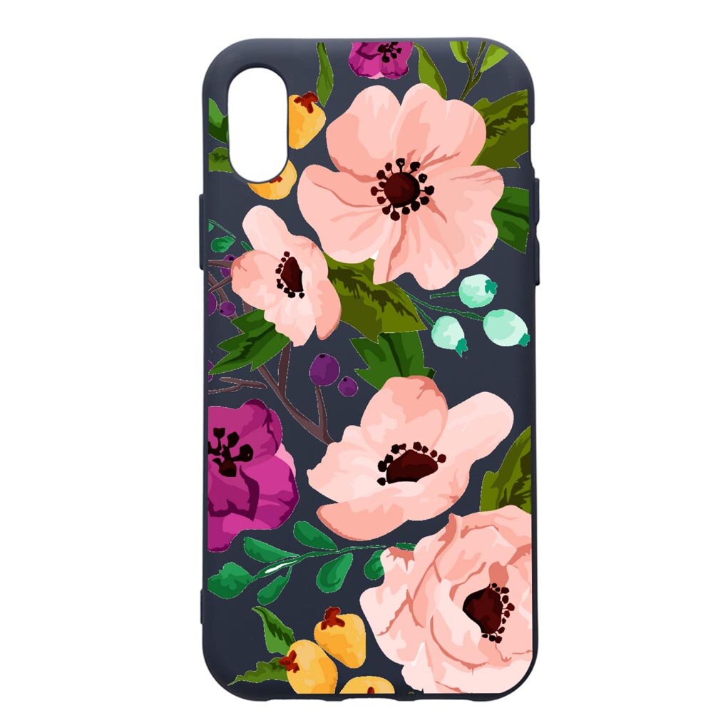 Husa Premium Silicon Compatibila Cu Samsung Galaxy A10, Flowers, cu interiorul din material textil, protectie camera, Alaskan Blue, PAB629