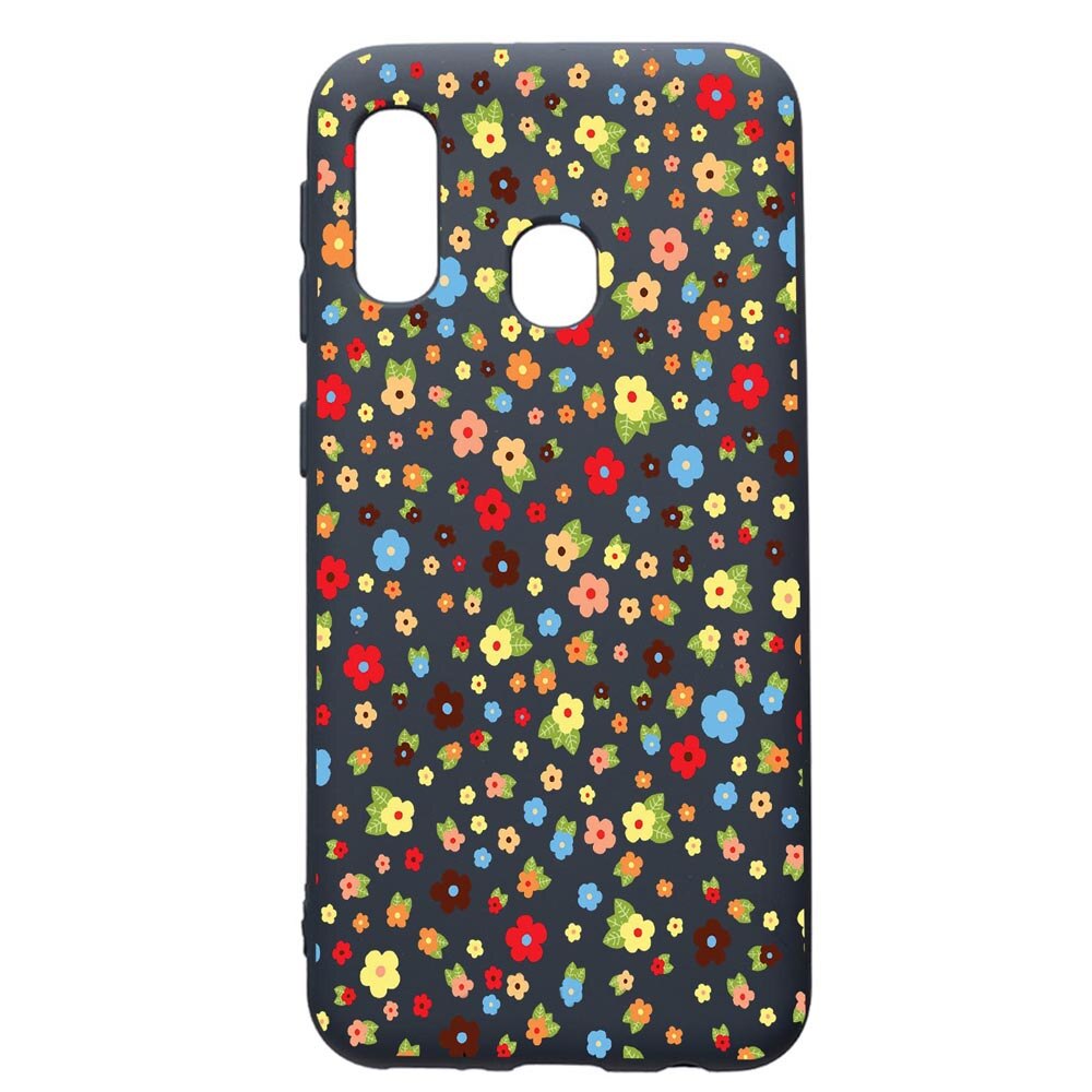Husa Premium Silicon Compatibila Cu Samsung Galaxy A20E, Happy Flowers, cu interiorul din material textil, protectie camera, Alaskan Blue, PAB501