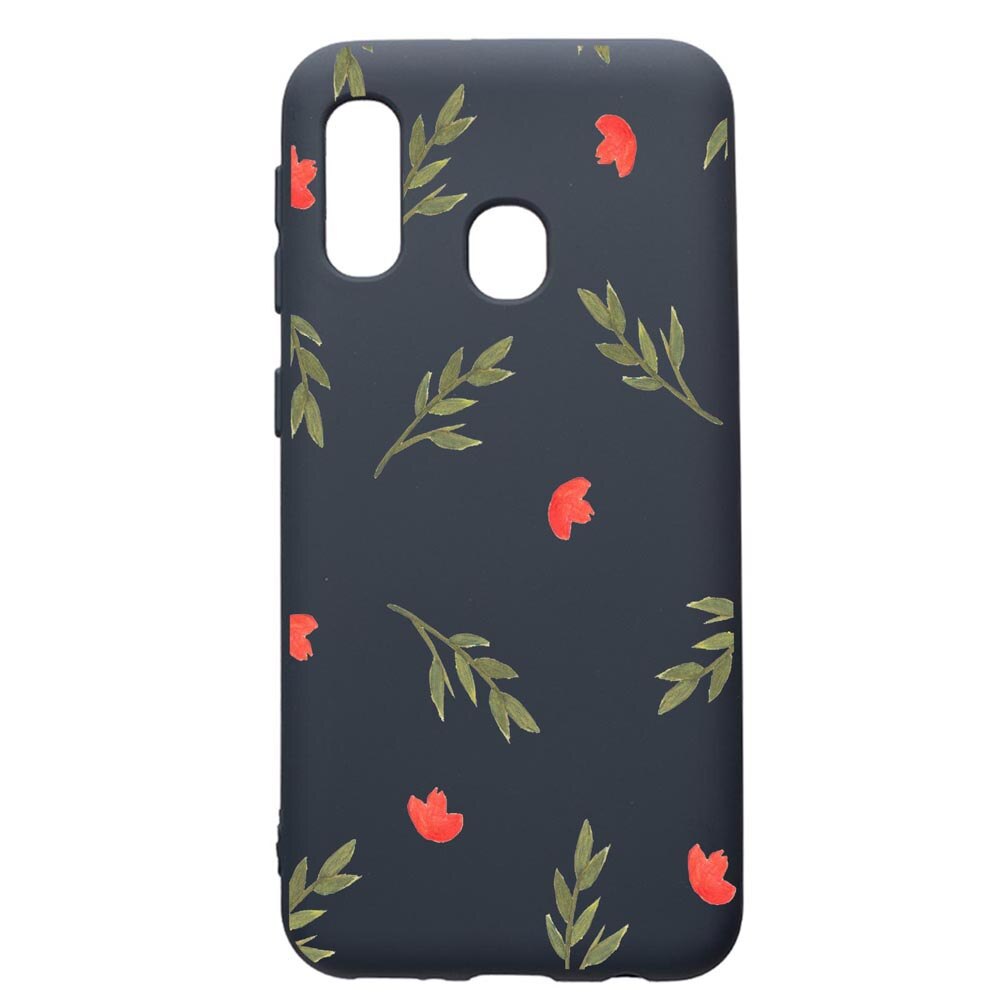 Husa Premium Silicon Compatibila Cu Samsung Galaxy A20E, Flowers, cu interiorul din material textil, protectie camera, Alaskan Blue, PAB516