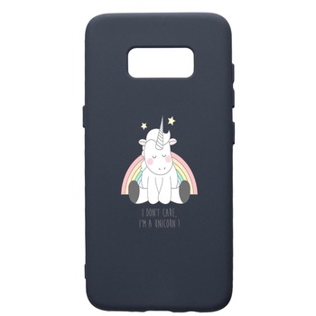 Husa Premium Silicon Compatibila Cu Samsung Galaxy S8, Unicorn - I Dont Care, cu interiorul din material textil, protectie camera, Alaskan Blue, PAB524 Husa Premium Silicon Compatibila Cu Samsung Galaxy S8, Unicorn - I Dont Care, cu interiorul din material textil, protectie camera, Alaskan Blue, PAB524