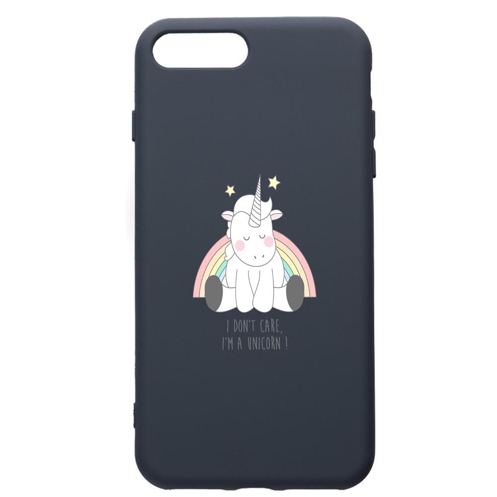 Husa Premium Silicon Compatibila Cu Apple iPhone 8 Plus / iPhone 7 Plus, Unicorn - I Dont Care, cu interiorul din material textil, protectie camera, Alaskan Blue, PAB524