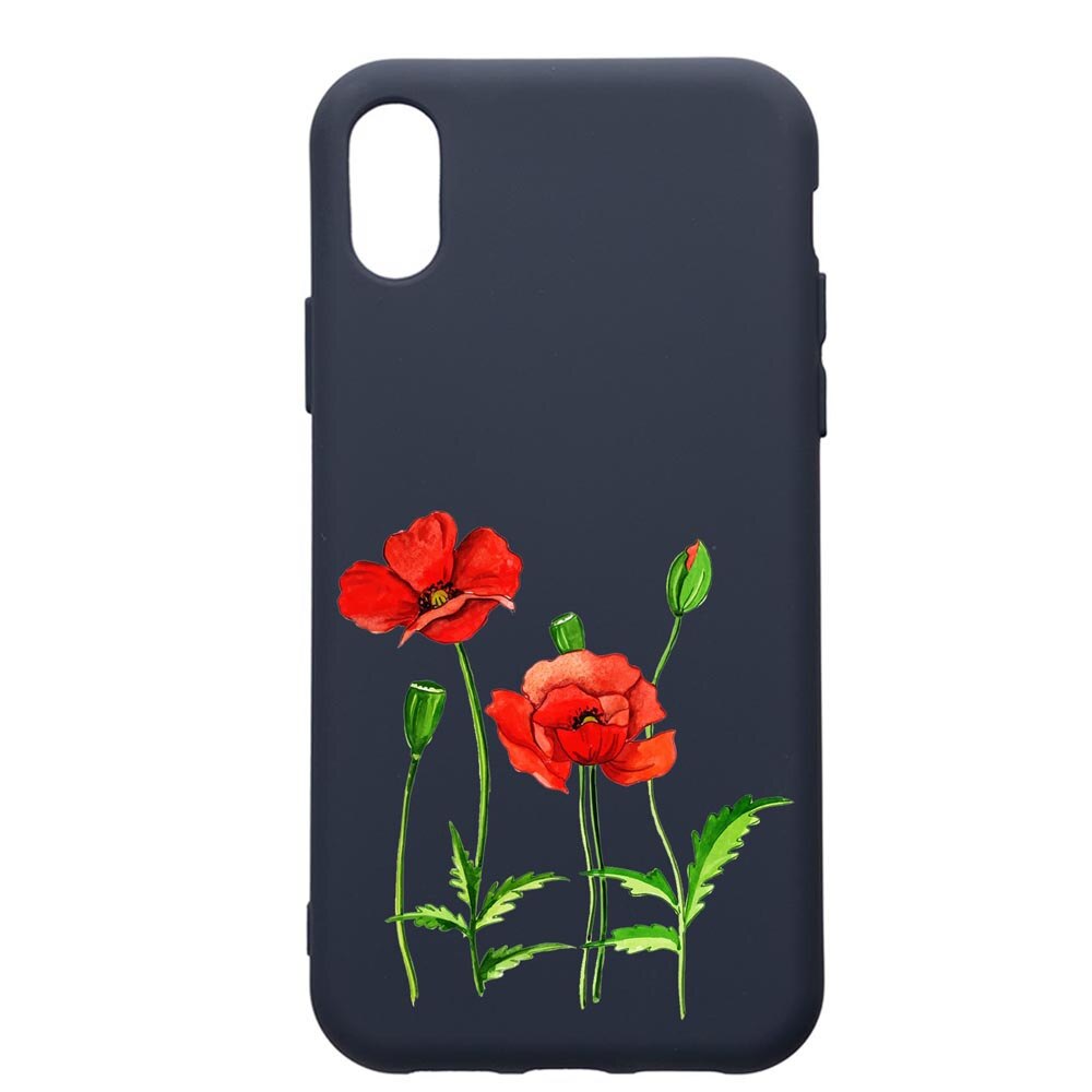 Husa Premium Silicon Compatibila Cu Samsung Galaxy A01, Red Flower, cu interiorul din material textil, protectie camera, Alaskan Blue, PAB643
