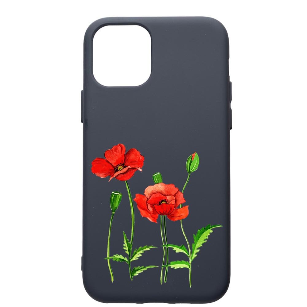 Husa Premium Silicon Compatibila Cu Apple IPhone 12 Pro, Red Flower, cu interiorul din material textil, protectie camera, Alaskan Blue, PAB643