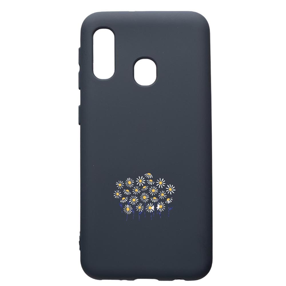 Husa Premium Silicon Compatibila Cu Samsung Galaxy A20E, Little Flowers, cu interiorul din material textil, protectie camera, Alaskan Blue, PAB642