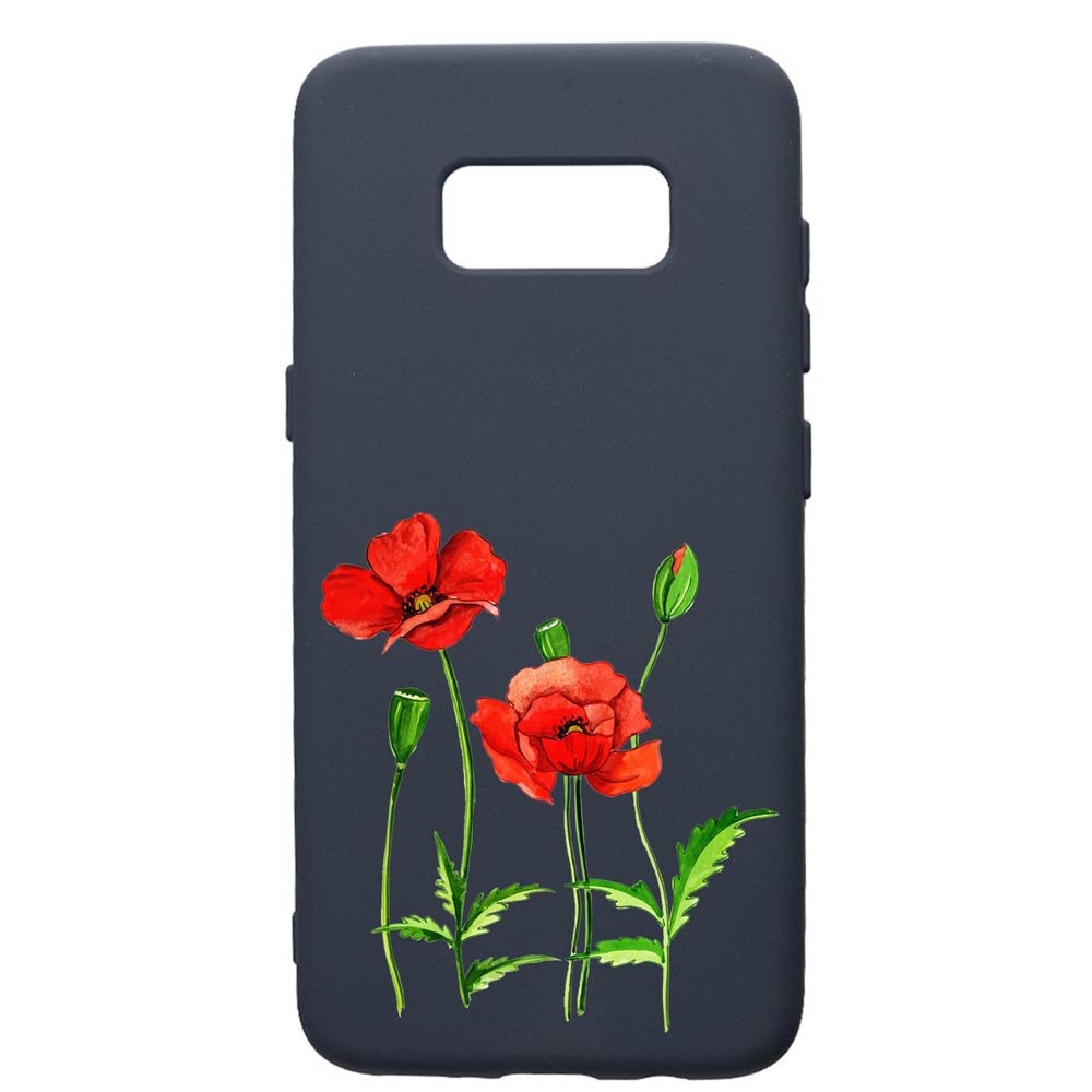 Husa Premium Silicon Compatibila Cu Samsung Galaxy S10E, Red Flower, cu interiorul din material textil, protectie camera, Alaskan Blue, PAB643