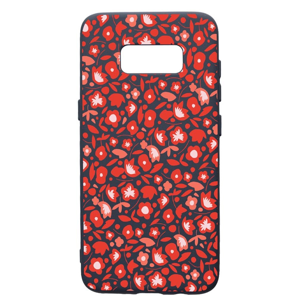 Husa Premium Silicon Compatibila Cu Samsung Galaxy S8, Red Flowers Pattern, cu interiorul din material textil, protectie camera, Alaskan Blue, PAB631
