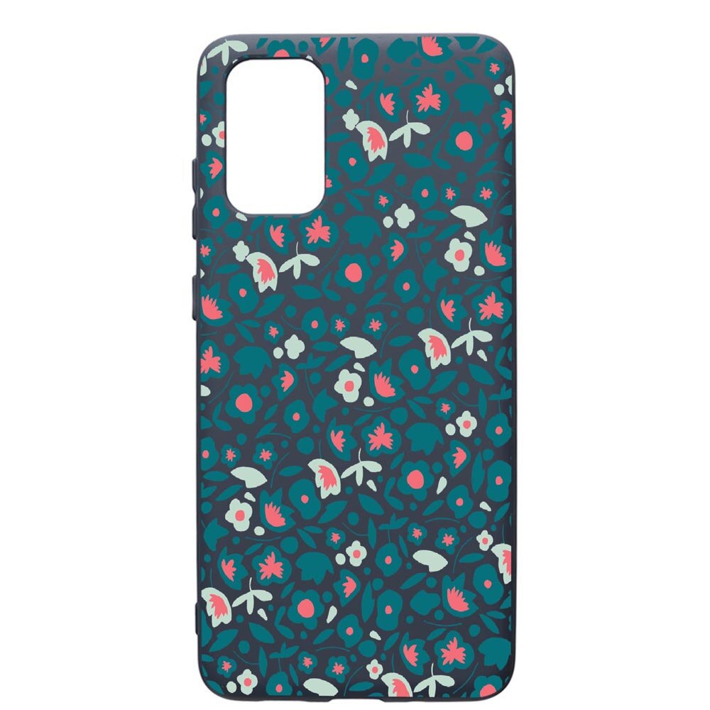Husa Premium Silicon Compatibila Cu Samsung Galaxy S20 Plus, Green Flowers Pattern, cu interiorul din material textil, protectie camera, Alaskan Blue, PAB632