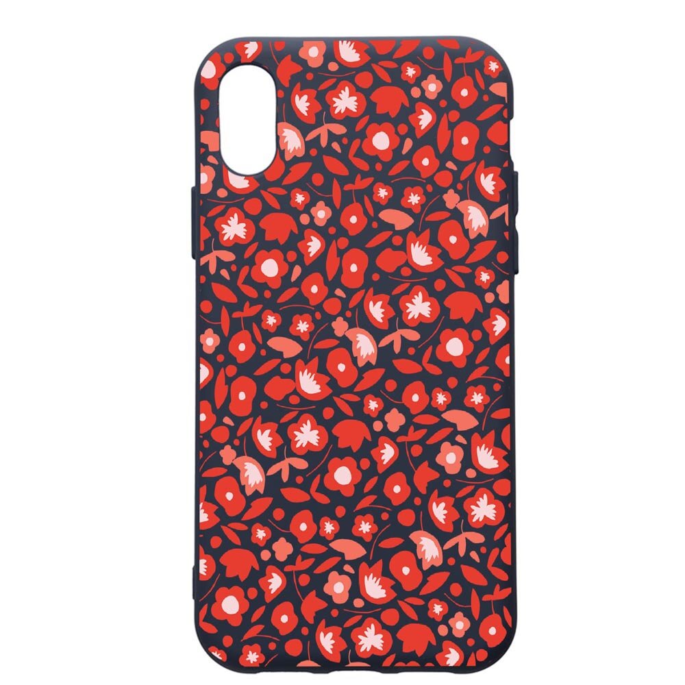Husa Premium Silicon Compatibila Cu Samsung Galaxy A01, Red Flowers Pattern, cu interiorul din material textil, protectie camera, Alaskan Blue, PAB631