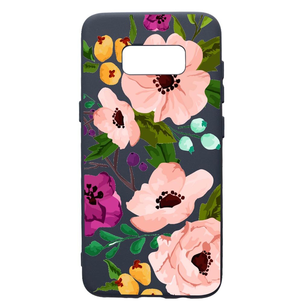 Husa Premium Silicon Compatibila Cu Samsung Galaxy S10E, Flowers, cu interiorul din material textil, protectie camera, Alaskan Blue, PAB629